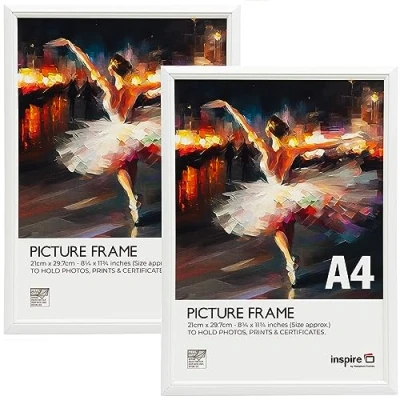 Image of Inspire By Hampton EASYLOADER A4 (21x30cm) White Picture Poster Frame Plexi (Non Glass) 2 Pack IBH EASA4WHP PK2
