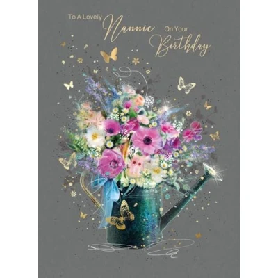 Image of Cherry Orchard Nannie Birthday Card from the Grace Range complete with Gold Envelope and Foil Detailing
