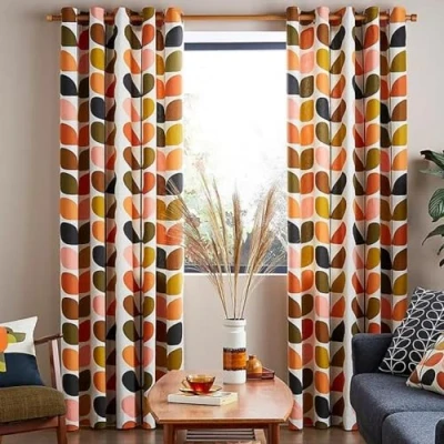 Image of Orla Kiely Multi Stem Auburn Lined Eyelet CurtainsCurtain Size: Width 228cm (90&quot;) x Drop