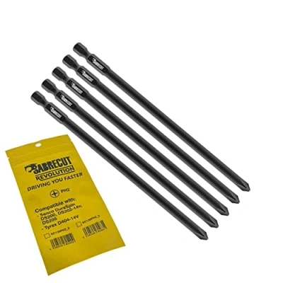 Image of 5 x SabreCut SC130PH2_5 130mm PH2 Compatible with SENCO DuraSpin DS200 DS202 14V DS205 EA0122 and TYREX D404 Autofeed Collated Drywall Screwdriver Gun Bit Phillips No.2 Heavy Duty
