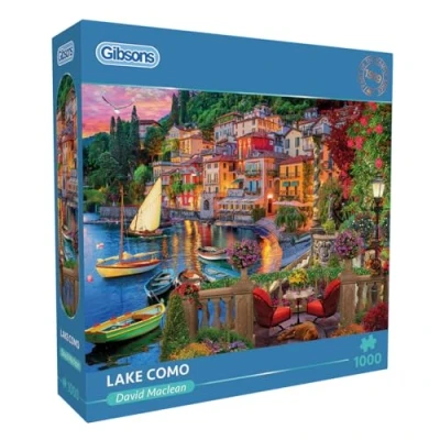 Image of Lake Como 1000 Piece Jigsaw Puzzle Italy Sustainable for Adults Premium 100% Recycled Board Great Gift Gibsons Games