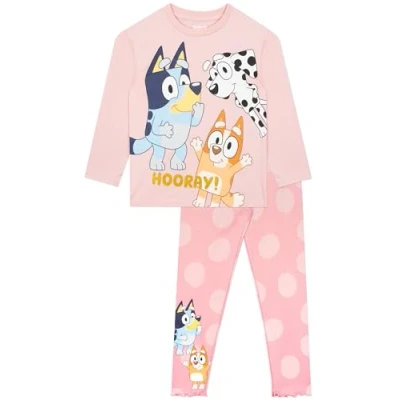 Image of Bluey Outfit Girls Clothing Set Girls&#039; Outfits &amp; Sets Leggings And Long Sleeve Top Pink 3 4 Years