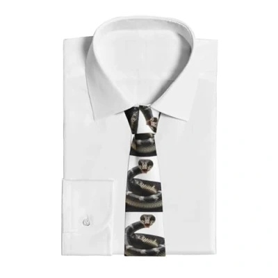 Image of Dwrepo Men&#039;s Neckties Cobra Snake Print Tie Novelty Neck Ties Fashion Silk Formal Business Necktie, Black, One Size, Size