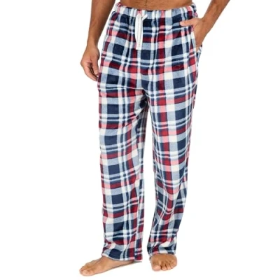 Image of undercover lingerie Mens Fleece Lounge Pants 31B1969 Burgundy Check XL