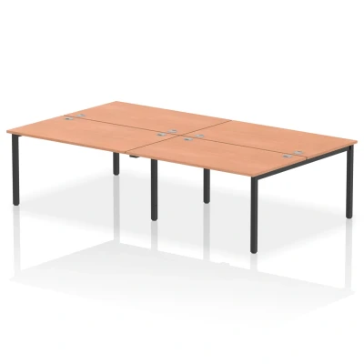 Image of Impulse Bench B2B 4 Person 1400 Black Frame Office Desk Beech