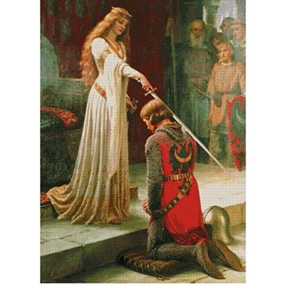 Image of Accolade,The Knight Time Counted Cross Stitch Kits Egyptian Cotton Floss, 290x400stitch,82x64cm Big Kits,Embroidery Craft