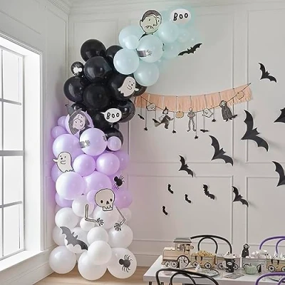 Image of Ginger Ray Multicoloured Arch Garland Decoration with Halloween Characters 95 Balloons