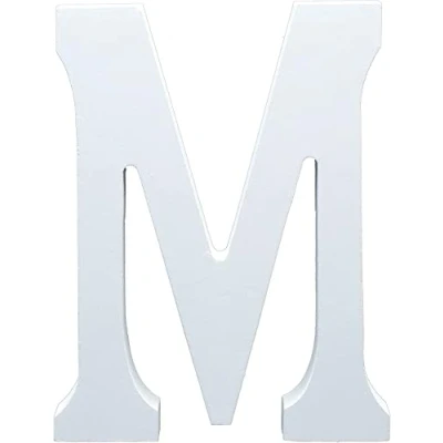 Image of White Wooden MDF Letter M Size 13cm Tall Free Standing Letters for Arts &amp; Crafts Personalized Name Decor