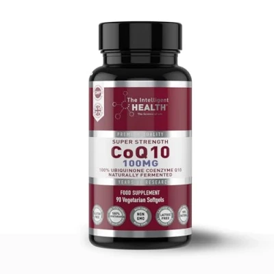 Image of Ubiquinone Coenzyme Q10 100mg Softgel Capsules, 90 Super Strength Vegan Friendly Naturally Fermented High Absorption CoQ10 Capsules Made in The UK to GMP Standards by Intelligent Health