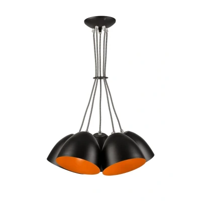 Image of Livia Cluster Pendant Ceiling Light Black, 5x E27