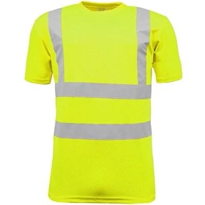 Image of Hi Vis Short Sleeve Safety Work Crew Neck T Shirt Yellow X Large