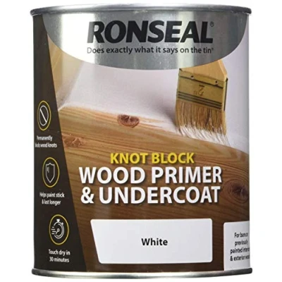 Image of Ronseal Knot Block Wood Primer and Undercoat White 750ml