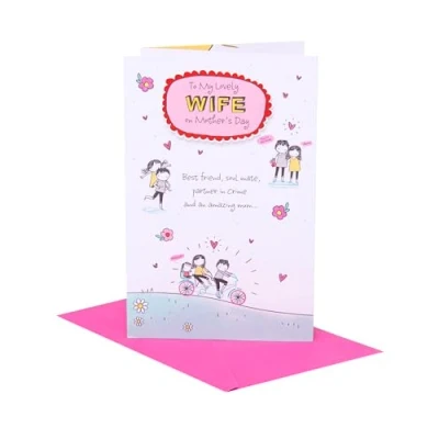 Image of UK Greetings Mother&#039;s Day Card With Envelope Lovely Wife Design, White, 149x229mm
