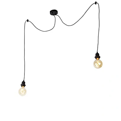 Image of Qazqa Pendant Lamp I Light Ceiling Cava Fitting 2 Black Modern Suitable for LED E27 Steel