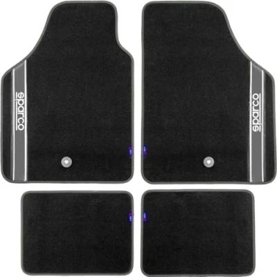 Image of SPARCO 03763BAR Set of 4 Universal Rugs in Gray/Black, Grey