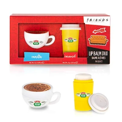 Image of Friends TV Show Central Perk Coffee Lip Balm Duo, Vanilla &amp; Caramel Scented, Moisturizing, Hydrating, Cute Molded Cup Set, Iconic Series Themed Gift, Novel, Nostalgic
