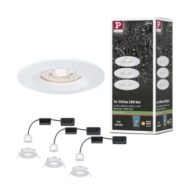 Image of Paulmann 94299 Nova mini LED recessed luminaire coin round rigid incl. 3x4 watt ceiling spotlight white matt lamp aluminium warm 2700 K