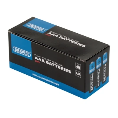 Image of Draper PowerUP Ultra Alkaline AAA Batteries (Pack of 40)
