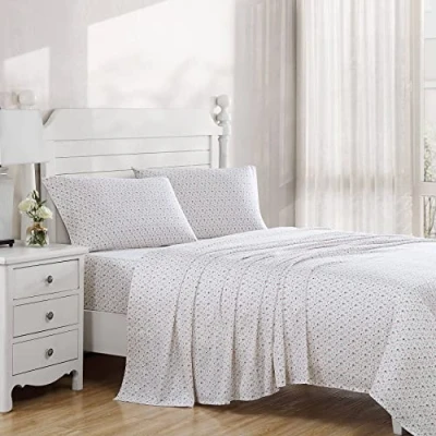 Image of Laura Ashley Home King Sheets, Soft Sateen Cotton Bedding Set Sleek, Smooth, &amp; Breathable Decor (Evie Coral, King)