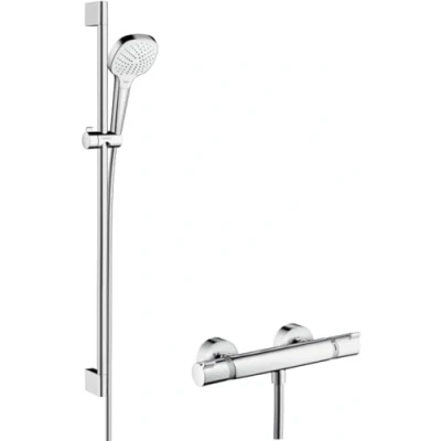 Image of hansgrohe Croma Select E shower system 110 Vario with Ecostat Comfort thermostatic mixer and rail 90 cm