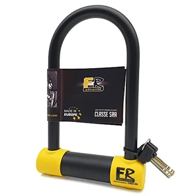 Image of FR SECURITE FR120M Motorcycle U Lock SRA Approved, 18mm/0.7in Hardened Steel Double Locking Shackle, More Secure Anti Pick Lock, 120x310mm/4.7x8.66in Heavy Duty Theft for Moto Scooter