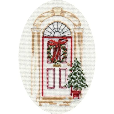 Image of Derwentwater Designs Christmas Door Cross Stitch Card Kit