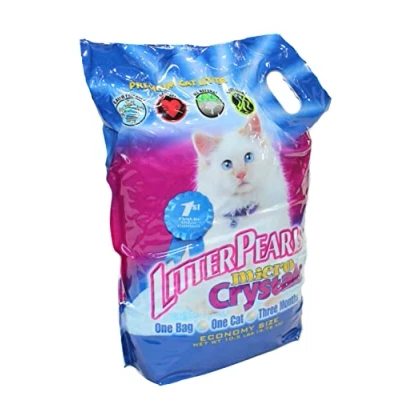 Image of Litter Pearls Micro Crystals Unscented Non Clumping Crystal Cat with Odorbond 11.5L 10.5 lb 4.76Kg Clear and Blue Silica Gel