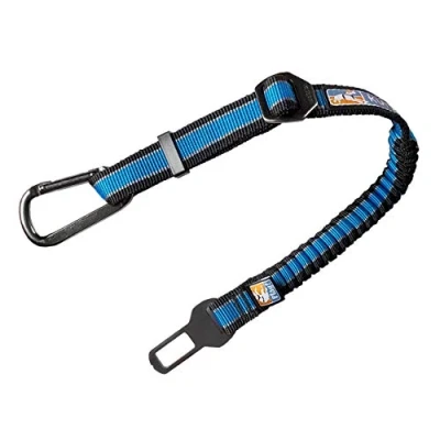 Image of Kurgo Dog Seatbelt Car Seat Belt for Pets Adjustable Safety Leash Quick &amp; Easy Installation Works with Any Pet Harness Carabiner Clip Direct to Bungee Tether Blue 1 Pack