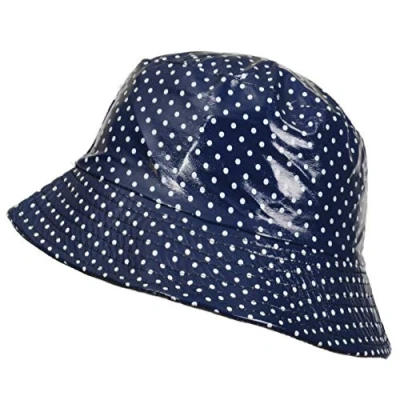 Image of Toutacoo, Waterproof Vinyl Bucket Rain Hat Polka Dot Blue