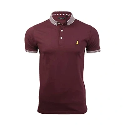 Image of BRAVE SOUL Men&#039;s Polo T Shirts Short Sleeve Tee Top Classic, Burgundy Colour, UK Size S