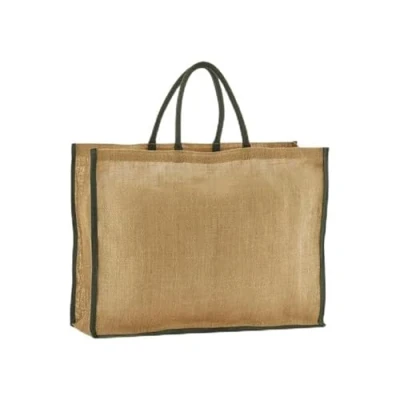 Image of Westford Mill Natural Starched Jute Market Tote bag Natural/Olive Green for men &amp; women One Size shopper bag, travel gym