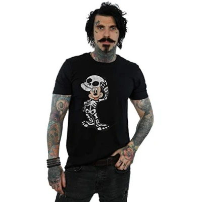 Image of Disney Men&#039;s Mickey Mouse Skeleton T Shirt Black Large