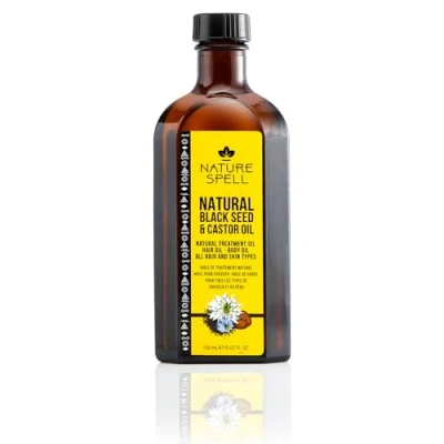 Image of Nature Spell Black Seed &amp; Castor Oil for Hair Skin 150 ml Pure and Natural Dry Body to Purify the Treat Made in UK