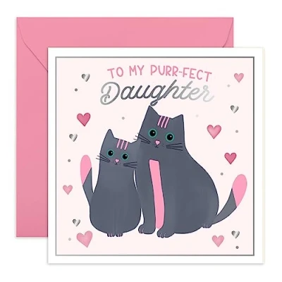Image of Central 23 Cute Birthday Cards for Her &#039;To My Purrfect Daughter&#039; Cat Card Daughter Fun Comes with Stickers