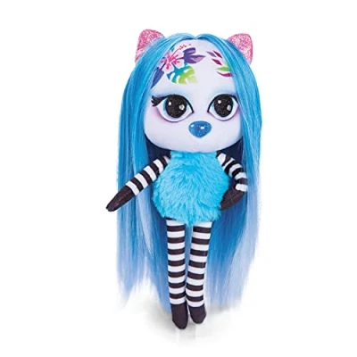Image of NICI 47508 Pixidoos NALI 20 cm, Giftbox incl. Tattoo Set for Kids, Comb &amp; Friendship Bracelet Dolls with Colourful Hair Cuddly Toys to Cuddle, Play, Style Collect, Blue/Black