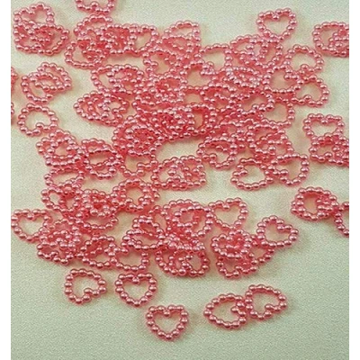 Image of 100 Pearl Heart Wedding Party Table Confetti Scatter Decorations Card Making. (Pink)