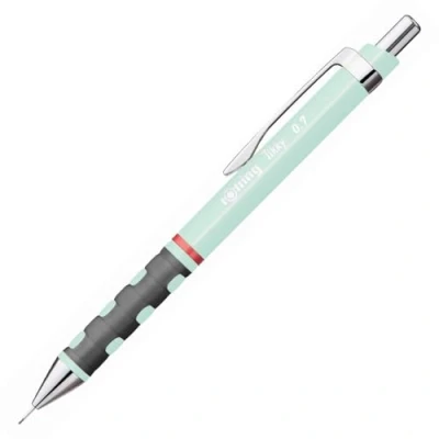 Image of rOtring Tikky Pastel Mechanical Pencils HB 0.7 mm Opal Blue with Comfort Rubber Grips 12 Count
