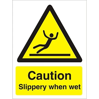 Image of Seco Caution Slippery When Wet Sign, 200mm x 300mm Self Adhesive Vinyl