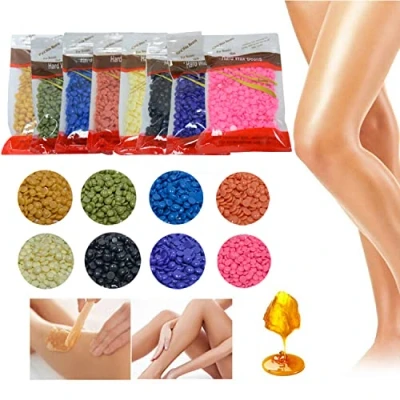 Image of Face, Eyebrow, Back, Chest, Bikini Areas, Legs Depilatory For Hard Wax Beans Pellet Hot Brazilian Waxing Beads Body Hair Removal (Honey)