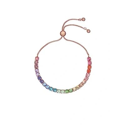 Image of Ted Baker Melrah Crystal Adjustable Tennis Bracelet For Women (Rose Gold/Rainbow Crystal)