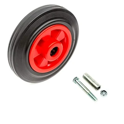 Image of Wheel &amp; Solid Rubber Tyre Bearing Axle 160mm / 6 Inch Trailer Jockey