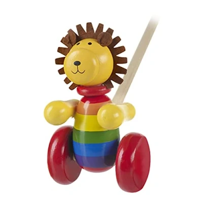 Image of Lion Push Along Toy Animal and Pull Toys For 1 Year Olds, Wooden Toddler Toys, Perfect 1st Birthday Gifts Boy Girl Early Development &amp; Activity by Orange Tree