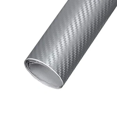 Image of EBILUN Carbon Fiber Vinyl Film Car Wrap Roll Sticker Decal Sheet Silver 127x10cm