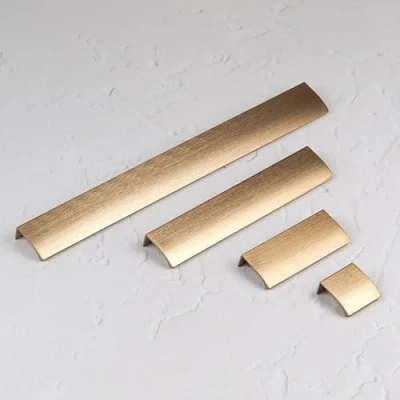 Image of 40mm Brushed Brass Profile Cabinet Handle Straight Gold Cupboard Door Drawer Pull