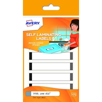 Image of Avery Self Laminating Labels, 86 x 17 mm, 24 Labels Per Pack, White/Grey