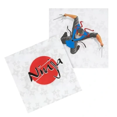 Image of Manga Ninja Napkins for Children&#039;s Birthday Parties and Karta Fighter Party Paper Pack of 20