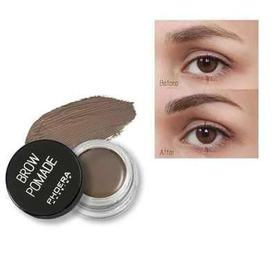 Image of PHOERA Eyebrow Pomade Waterproof 24 Hours Long Lasting Sweat Resistant Brow 6 Colours Cream Gel (03 Soft Brown)