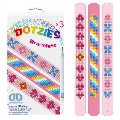 Image of DIAMOND DOTZ Bracelets, Assorted Pinks 3/Pkg, One Size