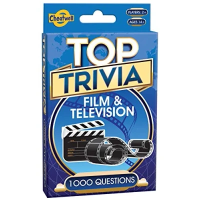 Image of Cheatwell Games Top Trivia Film &amp; Television Party Game Family Travel Fun and Easy to Play 1000 TV Questions for 2 or More Players Ages 14+
