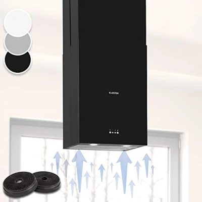 Image of Klarstein Hanging Island Cooker Hood, Extractor Fan for Kitchen Islands, 641m3/h Airflow, Timer, Adjustable with Modern Design, 3 Mode Hoods, Activated Carbon Filters